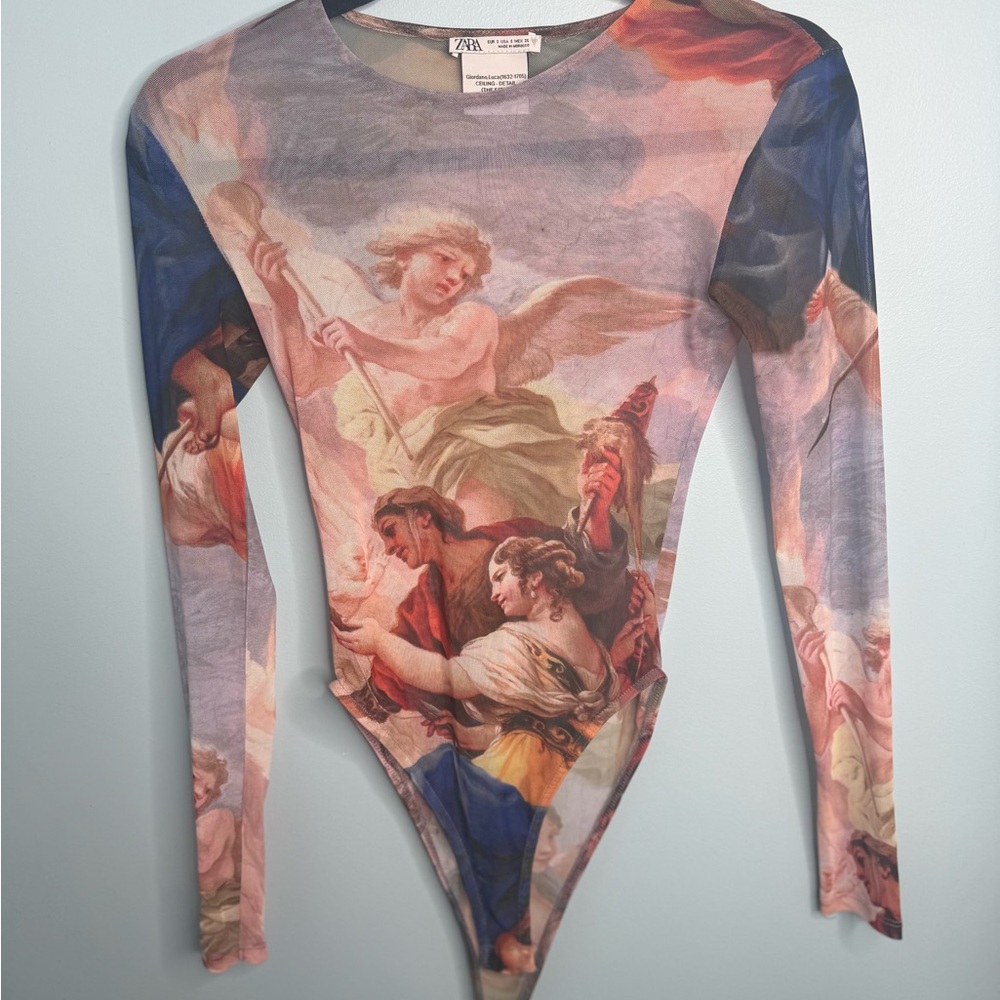 Zara Angelic Print Long Sleeve Bodysuit